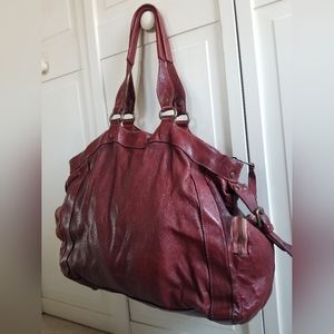 Giorgio Brato Quality Italian Leather Satchel in Bordeaux. Large bag.